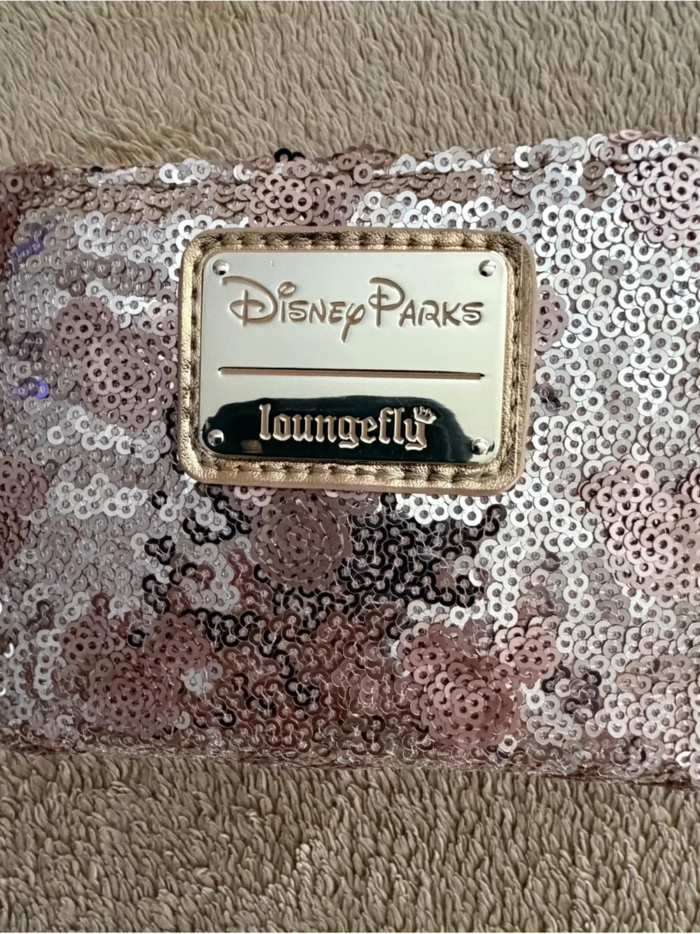 Loungefly Rose Gold Sequin Disney Parks Wristlet